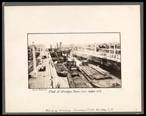View of the Gatun Locks on the Panama Canal, during construction, 1912 or 1913 by Byron Company